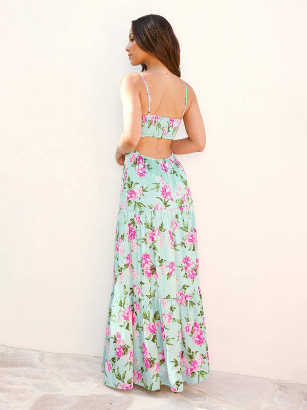 Women’s Elegant Floral Backless Summer Maxi Dress