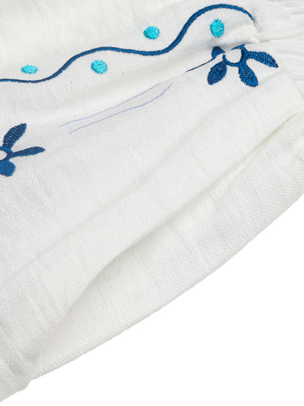 Women’s Embroidered Summer Boho Tie Waistcoat & Shorts Set