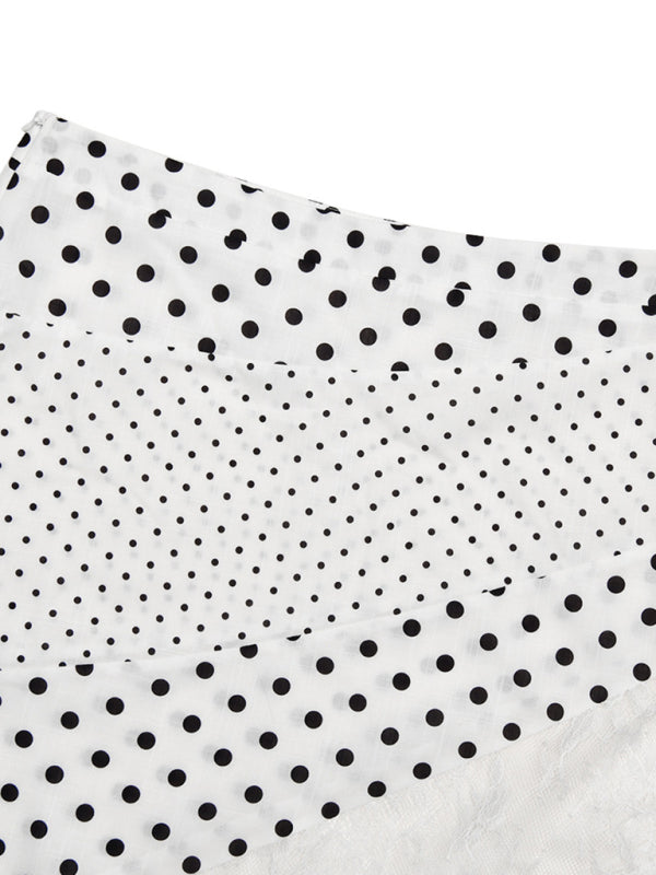 Women’s Sexy Polka Dot Sheer Lace Irregular Mid-Length Skirt