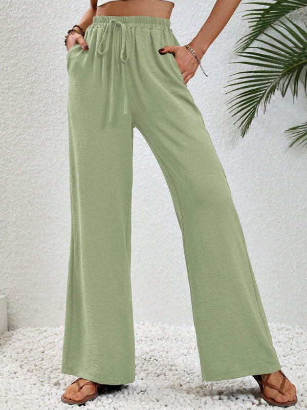 Women’s Textured Casual Wide Leg Trousers Soft Everyday Fit