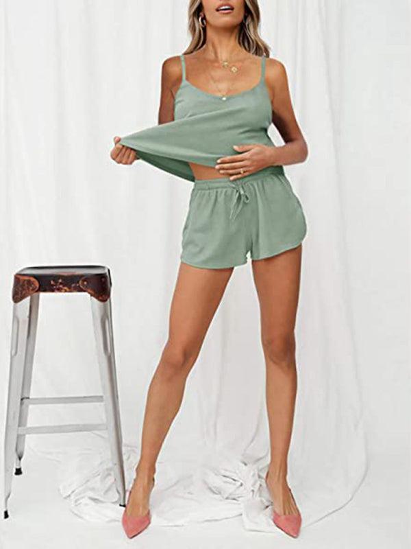 Women's Casual Camisole And Drawstring Shorts Set