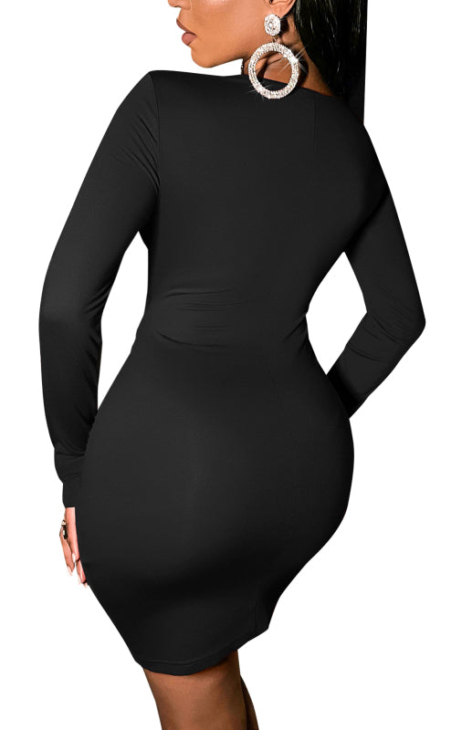 Women's Long-Sleeve Front Cut Out Bodycon Dress
