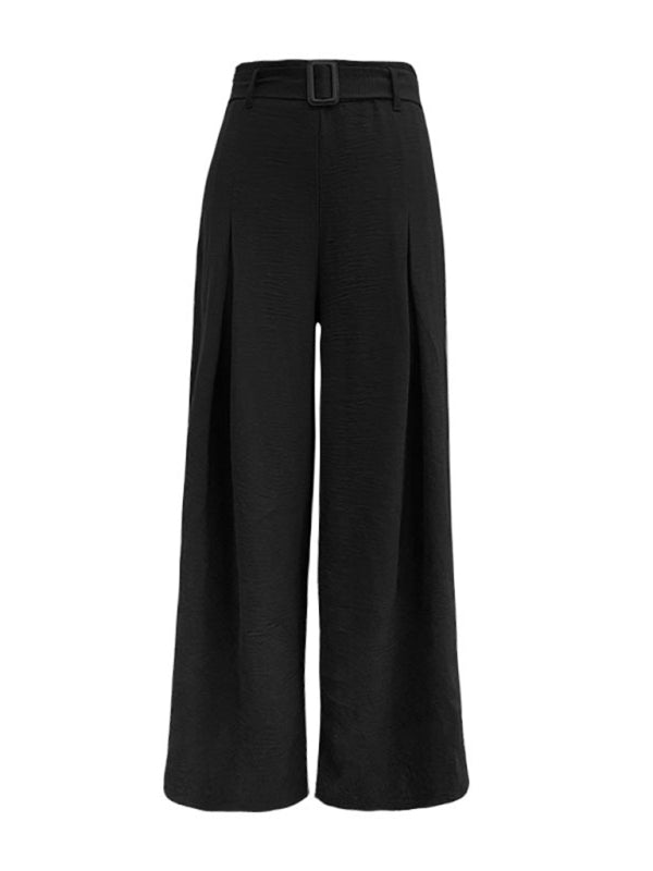 Women’s High Waist Wide Leg Trousers with Belt