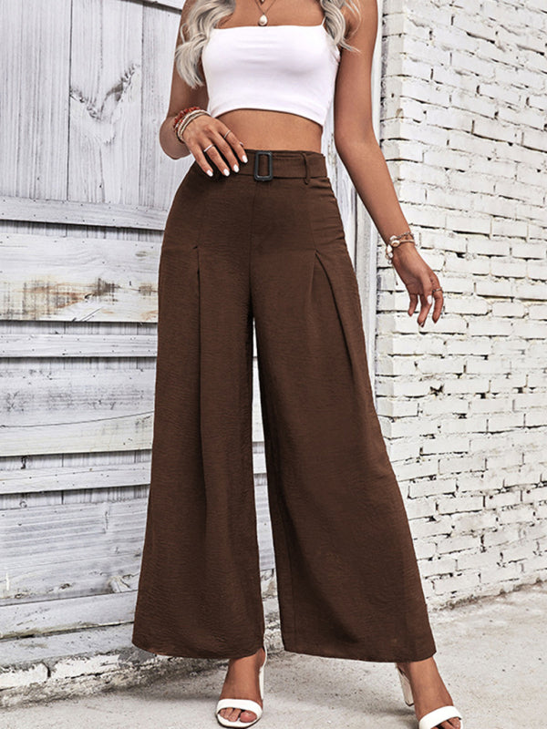 Women’s High Waist Wide Leg Trousers with Belt