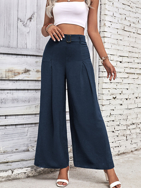Women’s High Waist Wide Leg Trousers with Belt