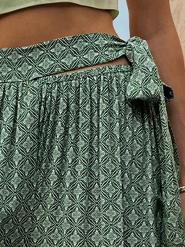 Women’s High-Waisted Printed Wide-Leg Trousers – Casual Flowy Fit