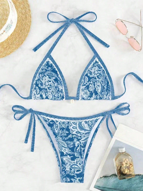 Women’s Paisley Print Boho Inspired Halter Neck Bikini