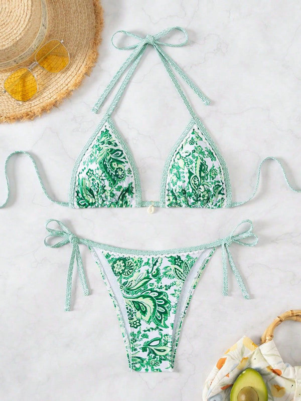 Women’s Paisley Print Boho Inspired Halter Neck Bikini