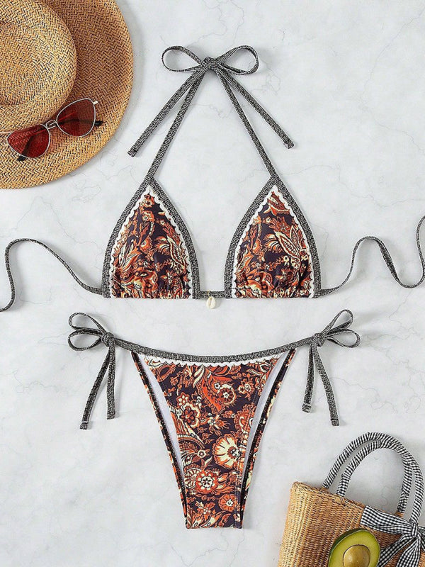 Women’s Paisley Print Boho Inspired Halter Neck Bikini