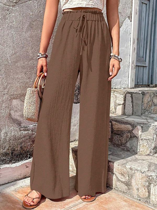 Women’s Plaid Wide Leg Trousers – Elasticated Waist