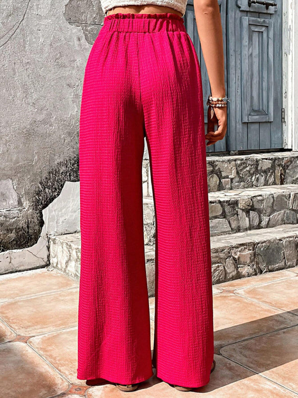 Women’s Plaid Wide Leg Trousers – Elasticated Waist