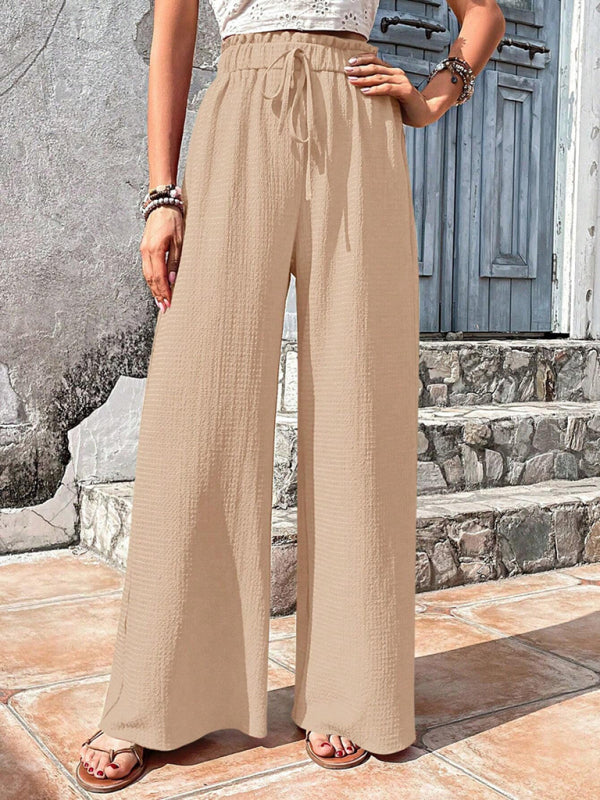 Women’s Plaid Wide Leg Trousers – Elasticated Waist
