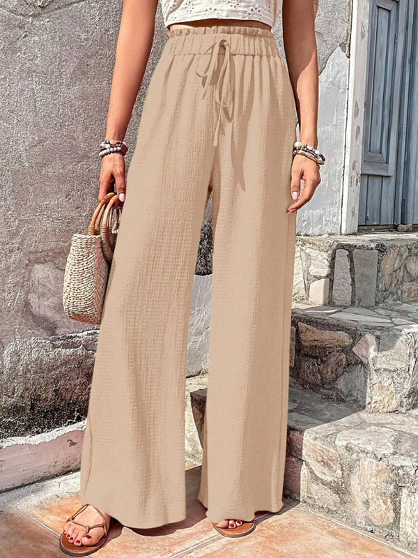 Women’s Plaid Wide Leg Trousers – Elasticated Waist