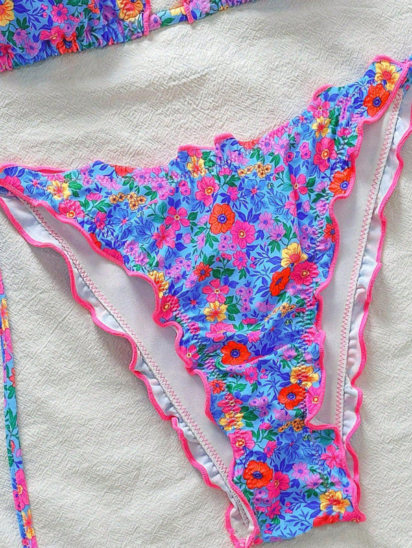 Women’s Pretty Floral Print Adjustable Tie Bikini