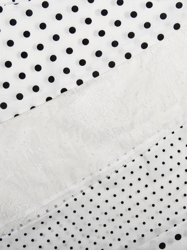 Women’s Sexy Polka Dot Sheer Lace Irregular Mid-Length Skirt