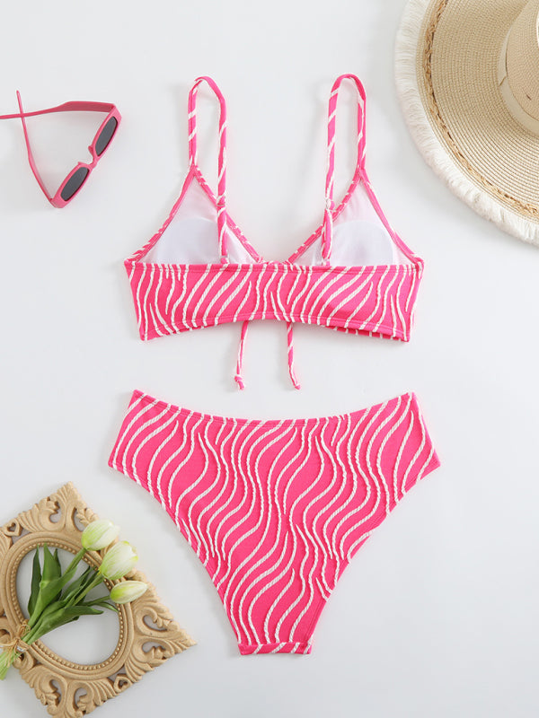 Women’s Stripe Print Full Brief Bikini Comfortable & Flattering Swimwear