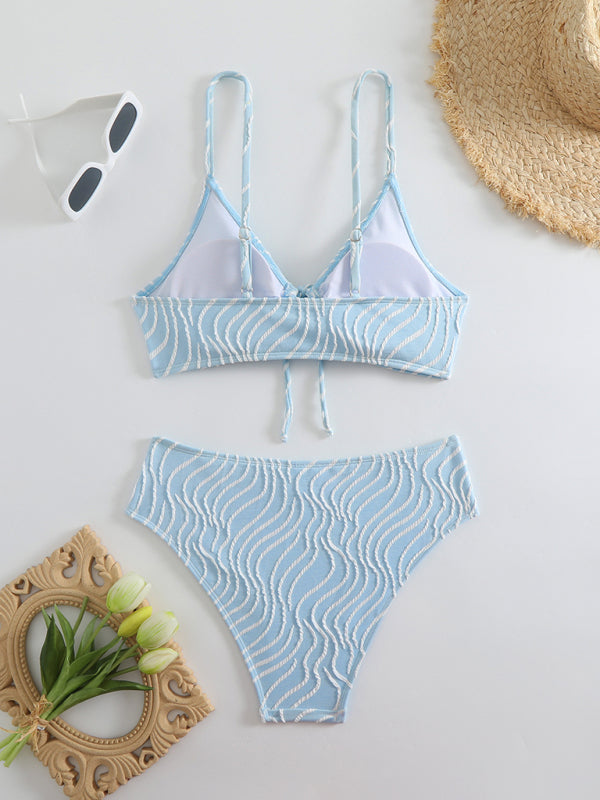 Women’s Stripe Print Full Brief Bikini Comfortable & Flattering Swimwear