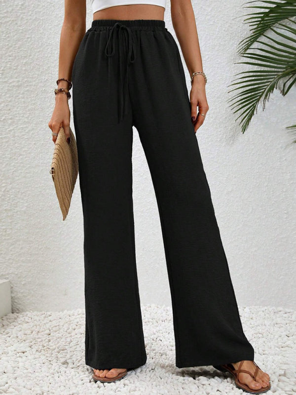 Women’s Textured Casual Wide Leg Trousers Soft Everyday Fit