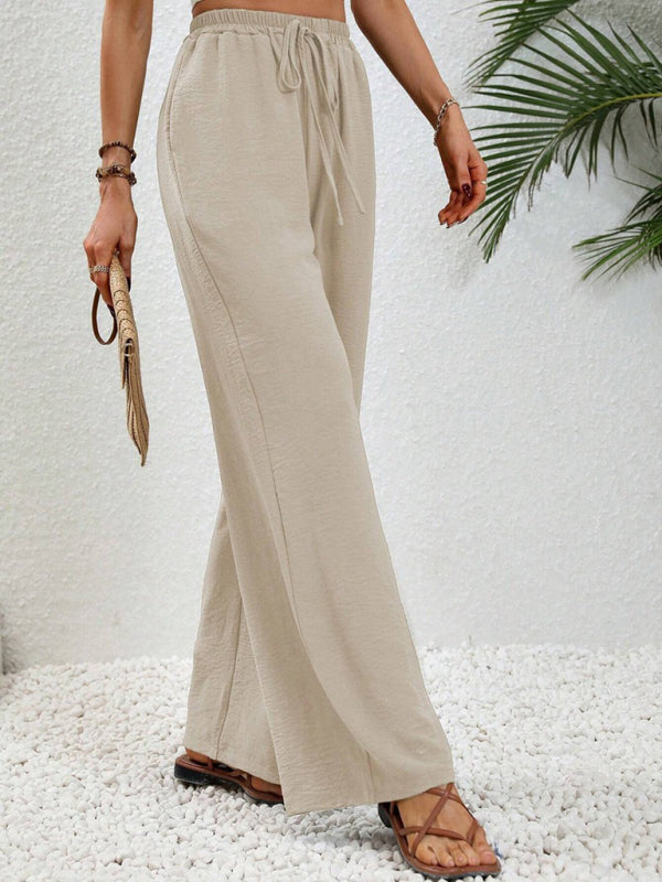Women’s Textured Casual Wide Leg Trousers Soft Everyday Fit