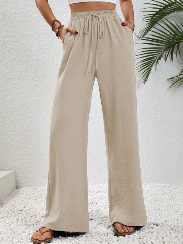 Women’s Textured Casual Wide Leg Trousers Soft Everyday Fit