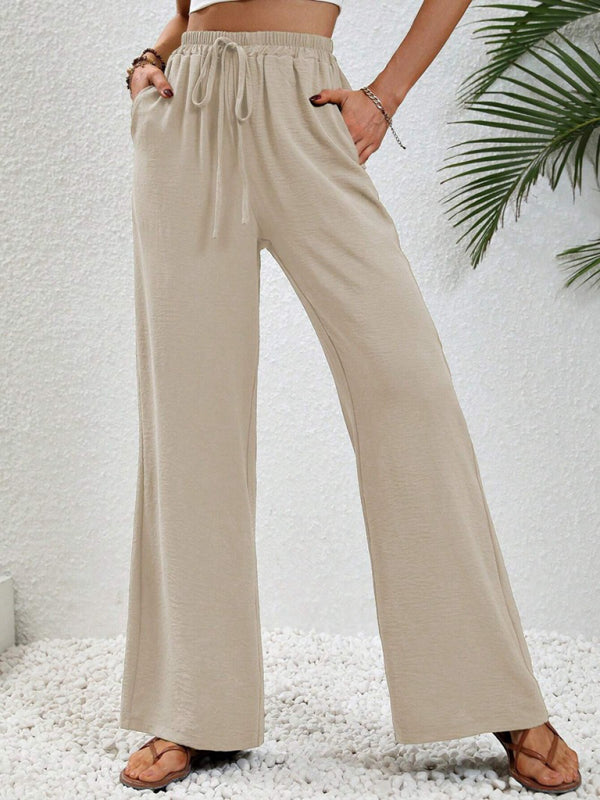 Women’s Textured Casual Wide Leg Trousers Soft Everyday Fit