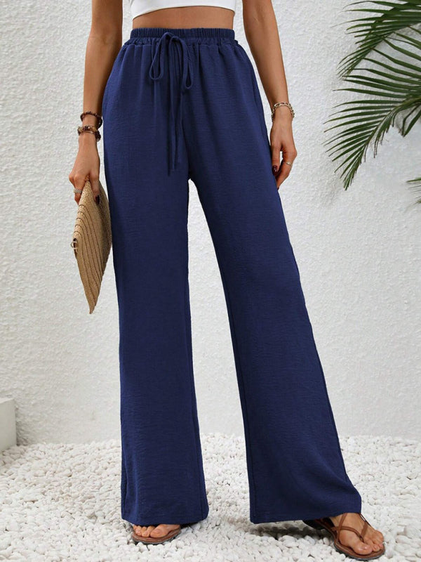 Women’s Textured Casual Wide Leg Trousers Soft Everyday Fit