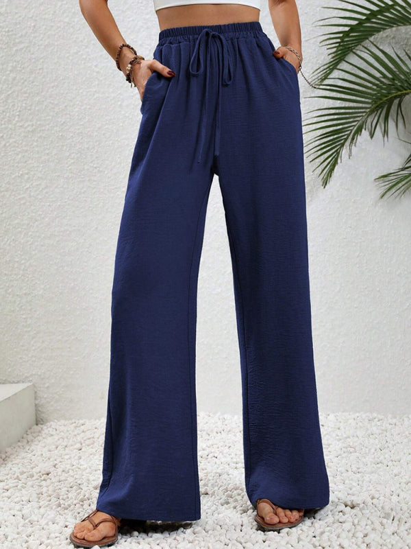 Women’s Textured Casual Wide Leg Trousers Soft Everyday Fit