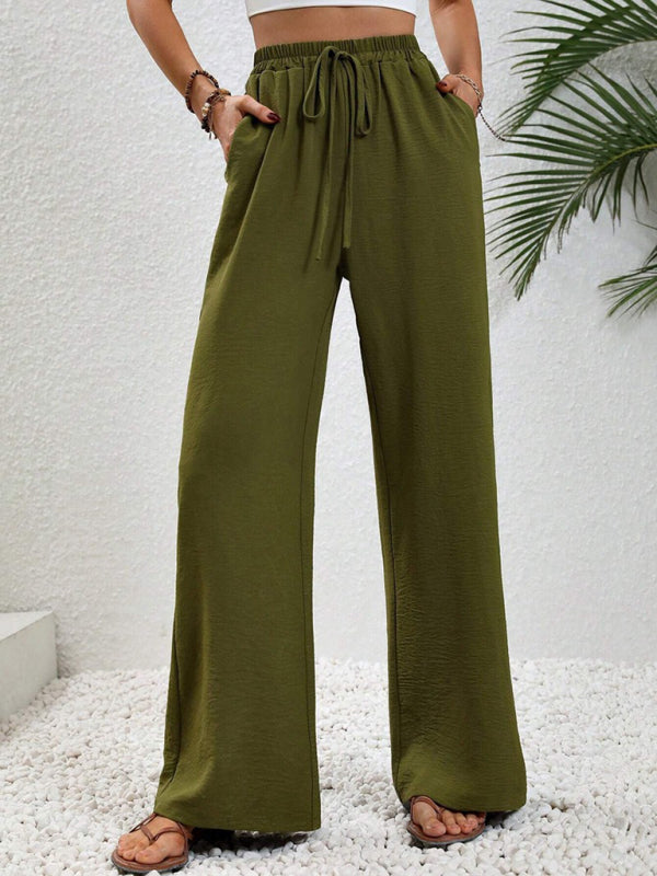 Women’s Textured Casual Wide Leg Trousers Soft Everyday Fit