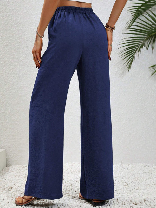 Women’s Textured Casual Wide Leg Trousers Soft Everyday Fit