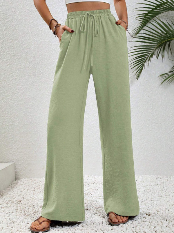 Women’s Textured Casual Wide Leg Trousers Soft Everyday Fit