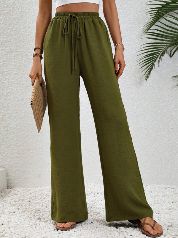 Women’s Textured Casual Wide Leg Trousers Soft Everyday Fit