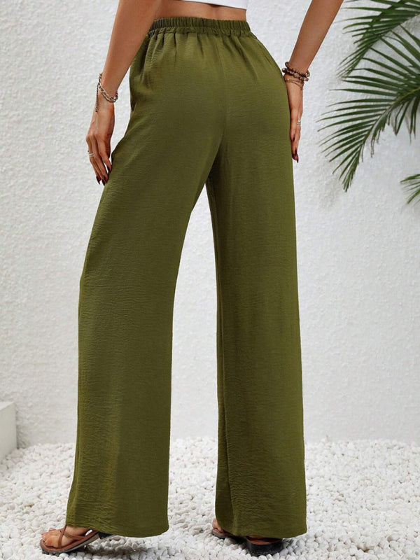 Women’s Textured Casual Wide Leg Trousers Soft Everyday Fit