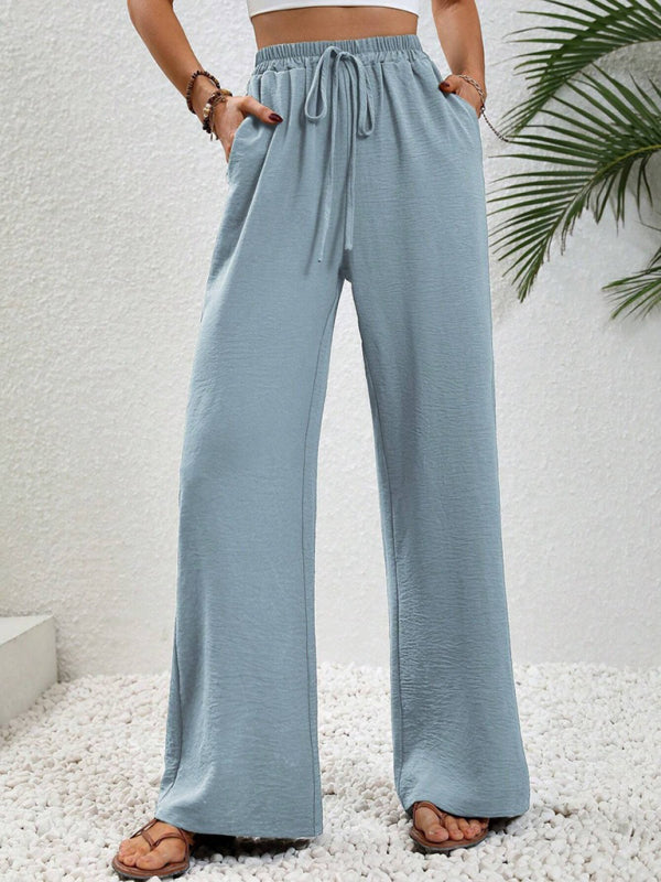 Women’s Textured Casual Wide Leg Trousers Soft Everyday Fit