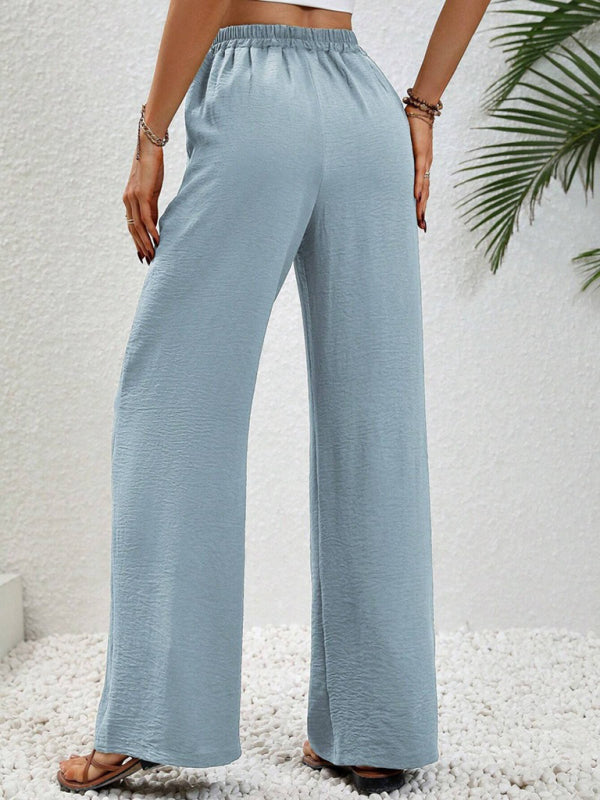 Women’s Textured Casual Wide Leg Trousers Soft Everyday Fit