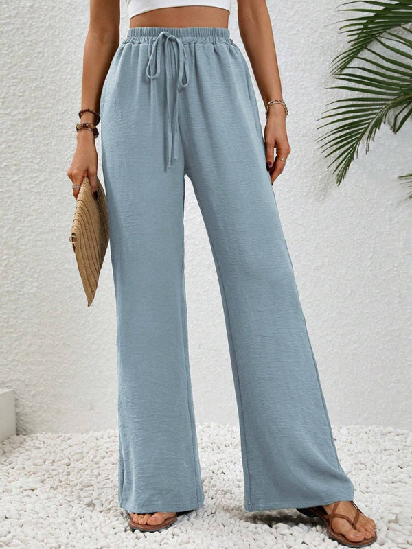 Women’s Textured Casual Wide Leg Trousers Soft Everyday Fit