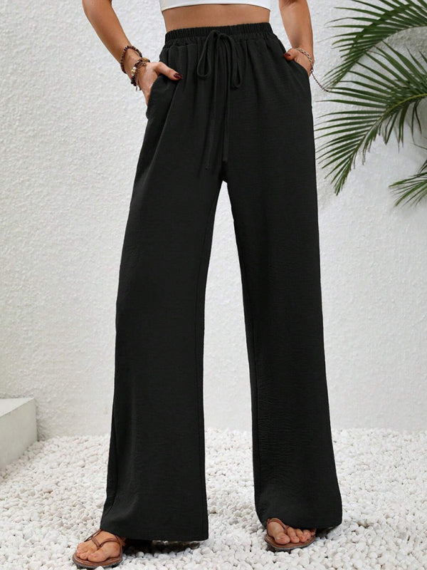 Women’s Textured Casual Wide Leg Trousers Soft Everyday Fit