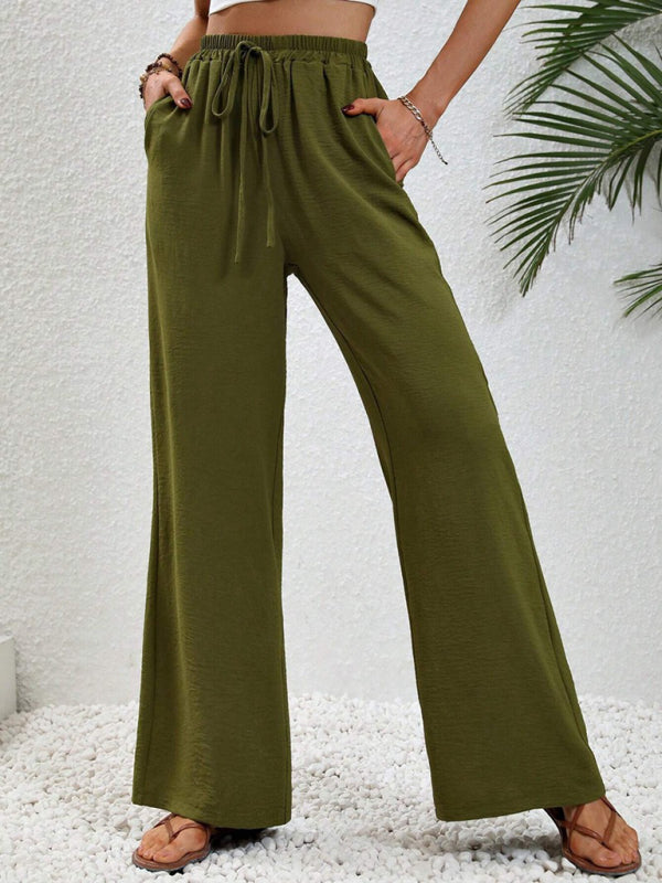 Women’s Textured Casual Wide Leg Trousers Soft Everyday Fit