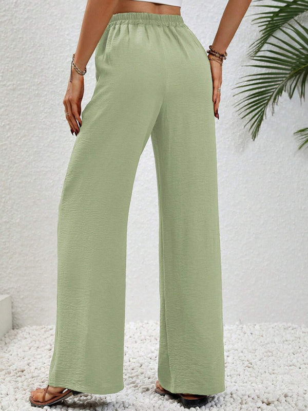 Women’s Textured Casual Wide Leg Trousers Soft Everyday Fit