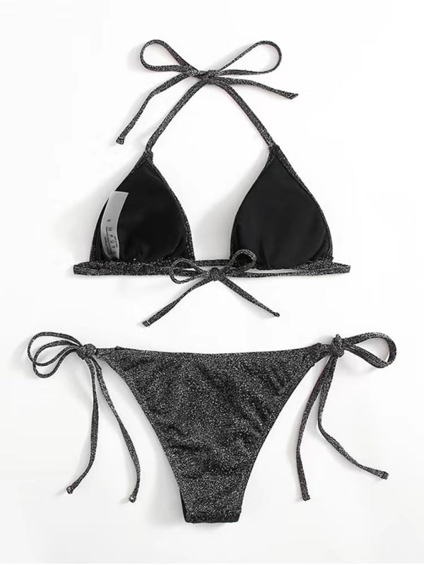 Women's Sexy Shimmer Triangle Tie Bikini