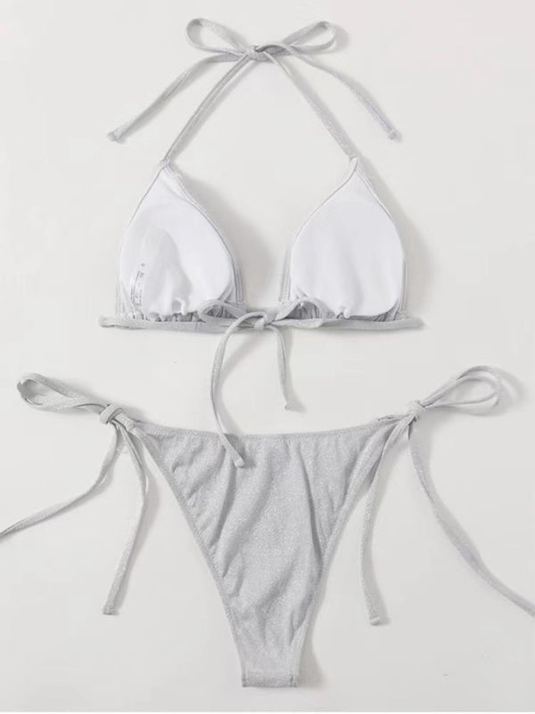 Women's Sexy Shimmer Triangle Tie Bikini