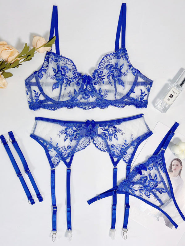 Women's Sexy Lace Embroidered Hollow Lingerie Set