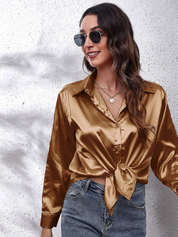 Women's Satin Long Sleeved Shirt