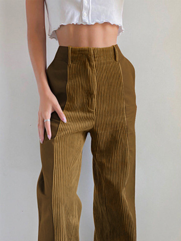 Women's Loose Fit Corduroy Panel Trousers
