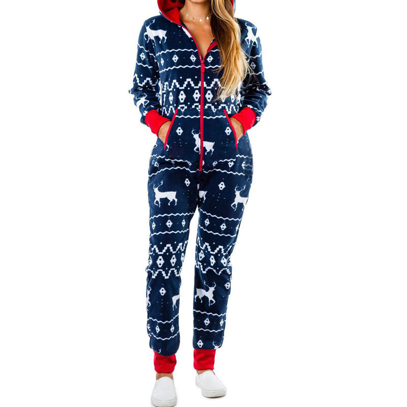 Women's Christmas Design Zip Up Onesie