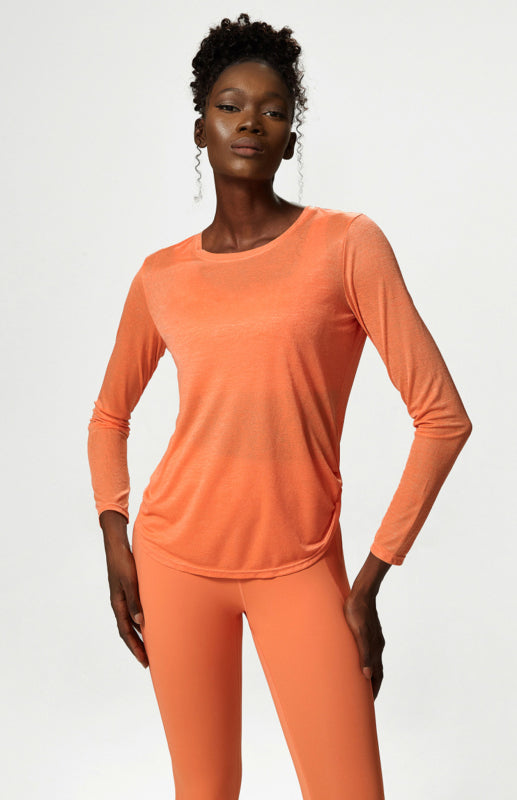 Women's Activewear Quick Dry Long Sleeve Curved Hem Top