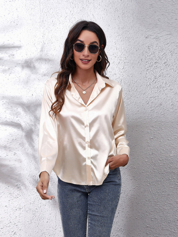 Women's Satin Long Sleeved Shirt