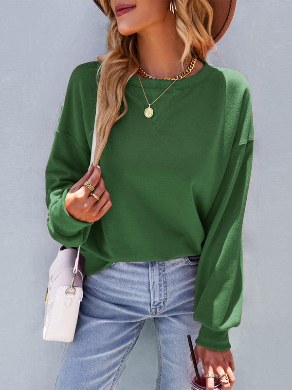 Women’s Crewneck Dropped Shoulder Sleeve Sweatshirt