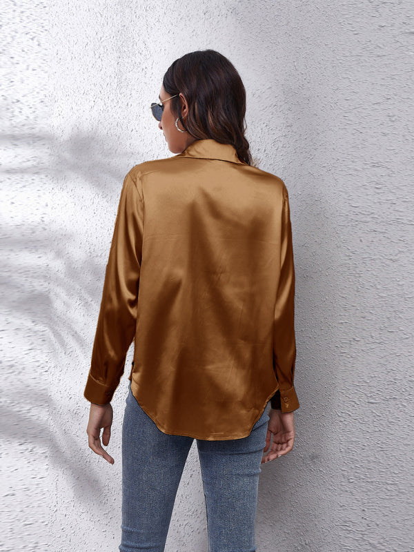 Women's Satin Long Sleeved Shirt