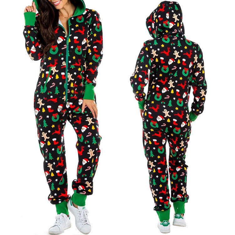 Women's Christmas Design Zip Up Onesie