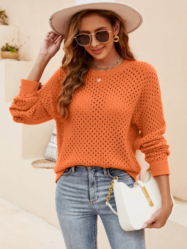 Women's Cut Out Knit Crew Neck Jumper